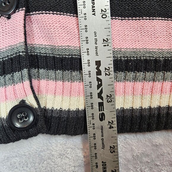 NWT Croft & Barrow Cardigan Womens L Pink Grey Striped Button Career Feminine - Picture 7 of 12